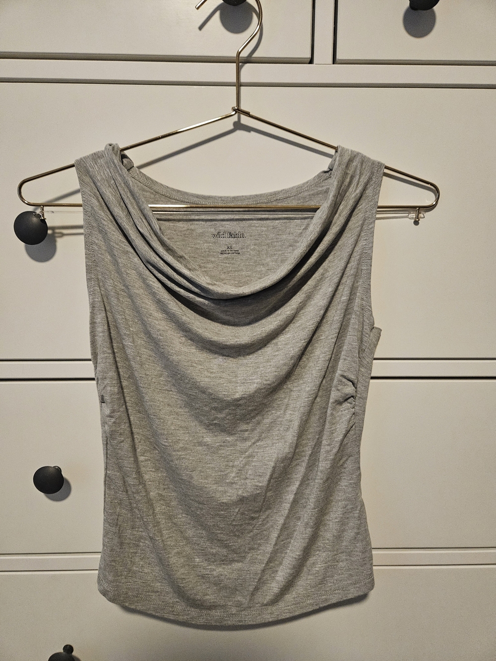 wild fable Light Gray Draped Cowl Neck Sleeveless Top